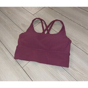 Lululemon Womens Energy Ribbed Longline Sports Bra Strappy Back 6 Purple